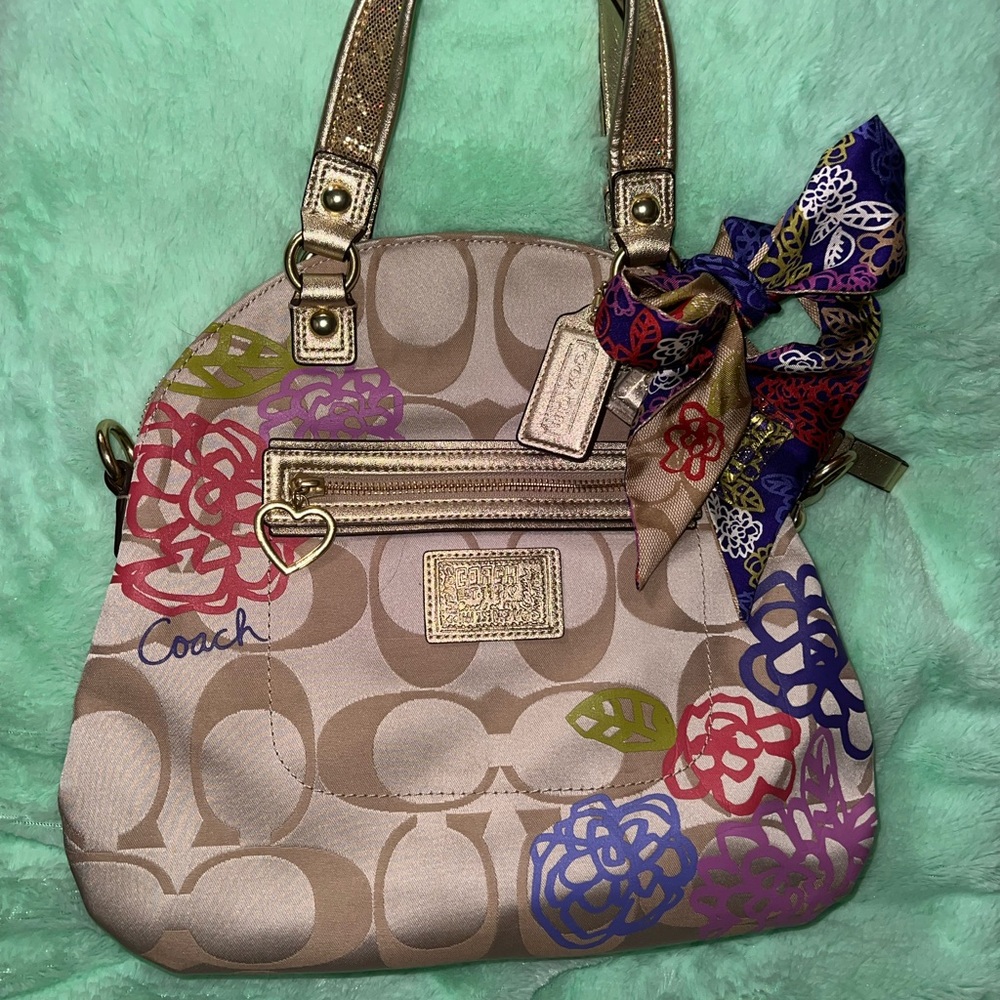 Coach Poppy Crossbody Beige and Multicolor Floral Handbag - Picture 12 of 13